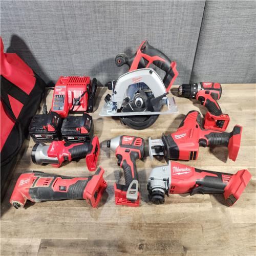 HOUSTON LOCATION - AS-IS MILWAUKEE 7 TOOL COMBO KIT W/ (2) BATTERY & CHARGER