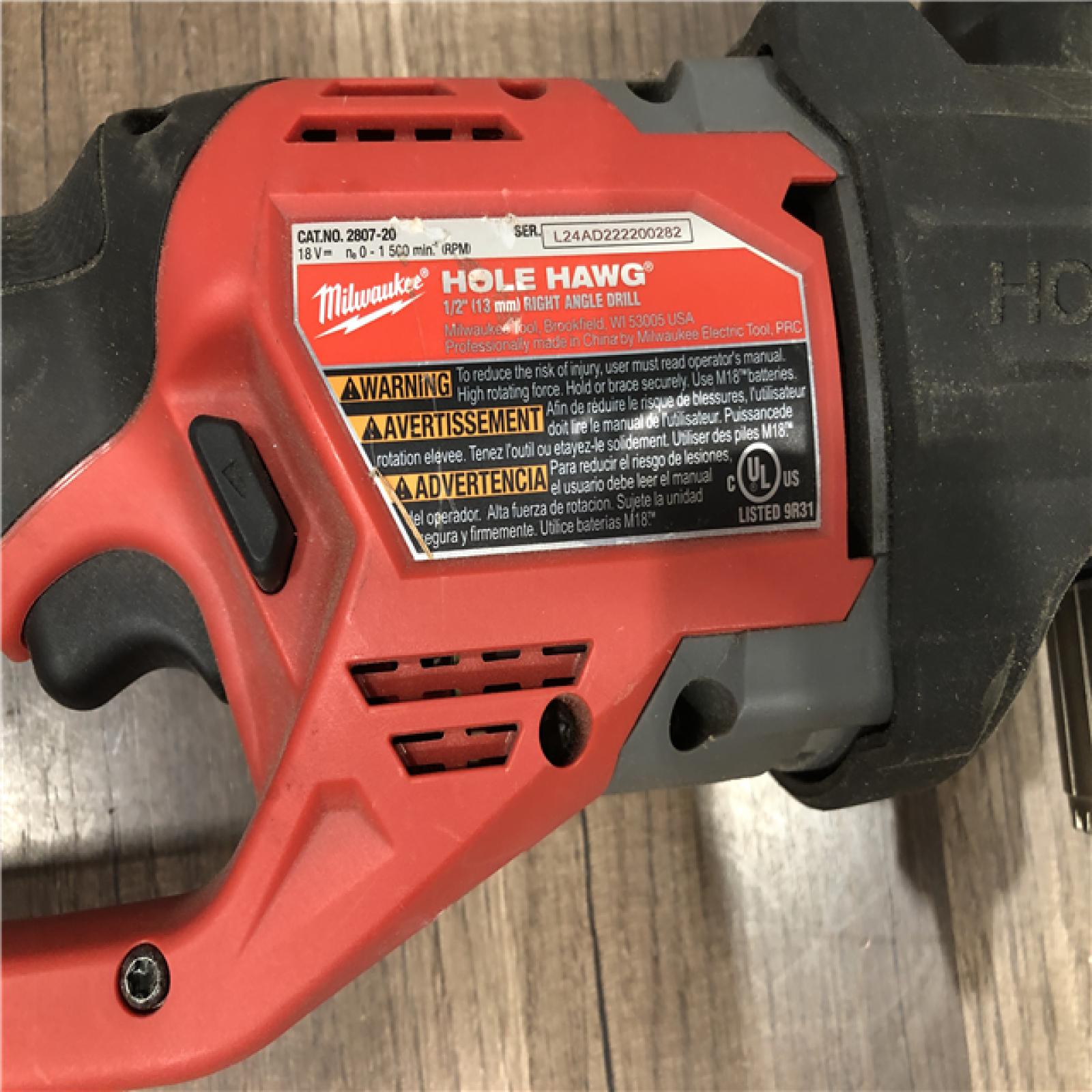 AS-IS Milwaukee FUEL GEN II 18V Lithium-Ion Brushless Cordless 1/2 in. Hole Hawg Right Angle Drill (Tool-Only)