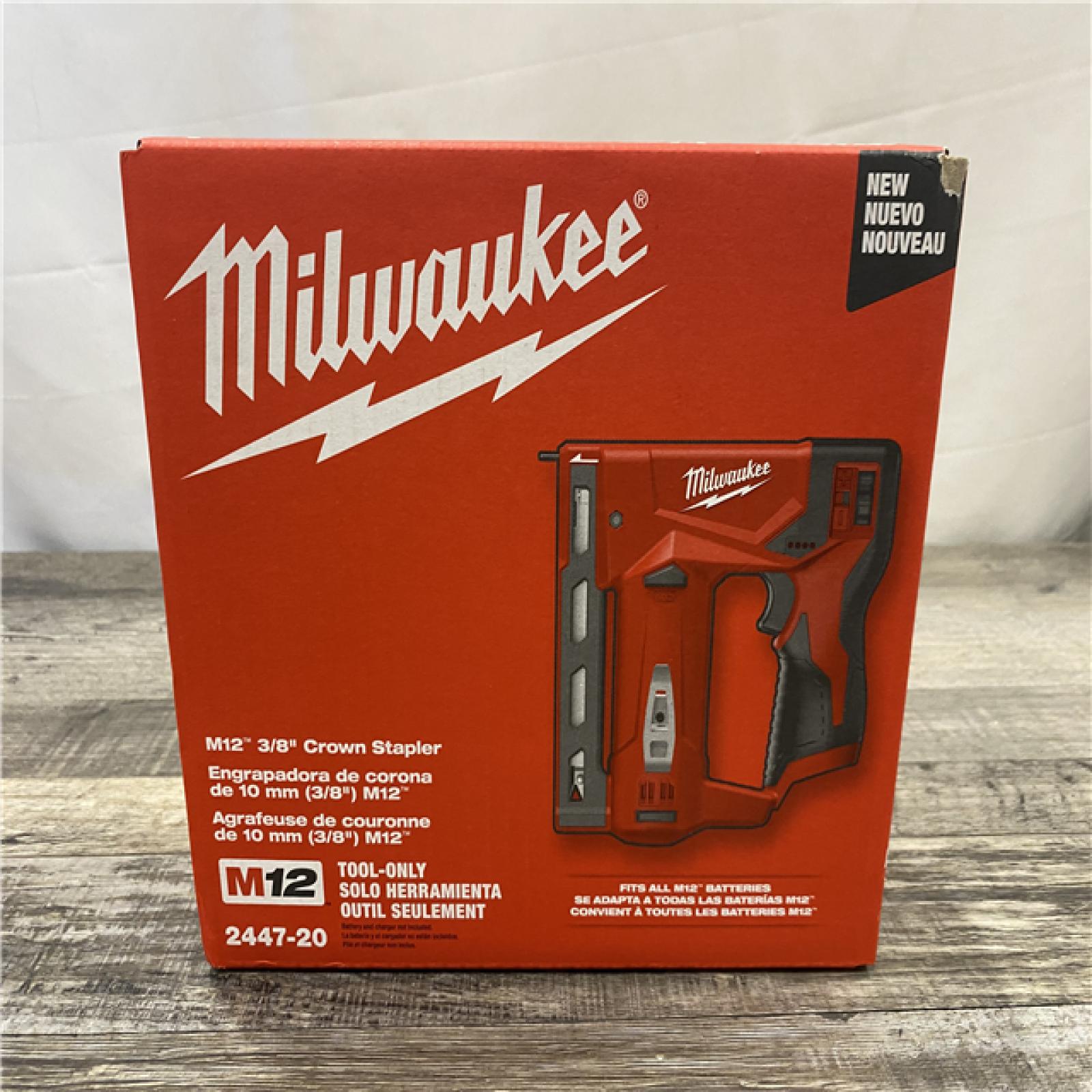 NEW - Milwaukee 12-Volt Lithium-Ion Cordless 3/8 in. Crown Stapler (Tool-Only)