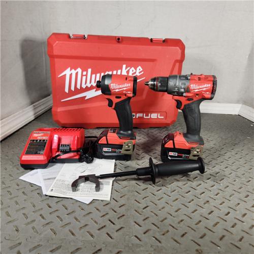 HOUSTON LOCATION - AS-IS Milwaukee 3697-22 M18 FUEL 1/2 Hammer Driller/Driver &1/4 Hex Impact Driver 2 Tool Combo Kit - APPEARS IN GOOD CONDITION