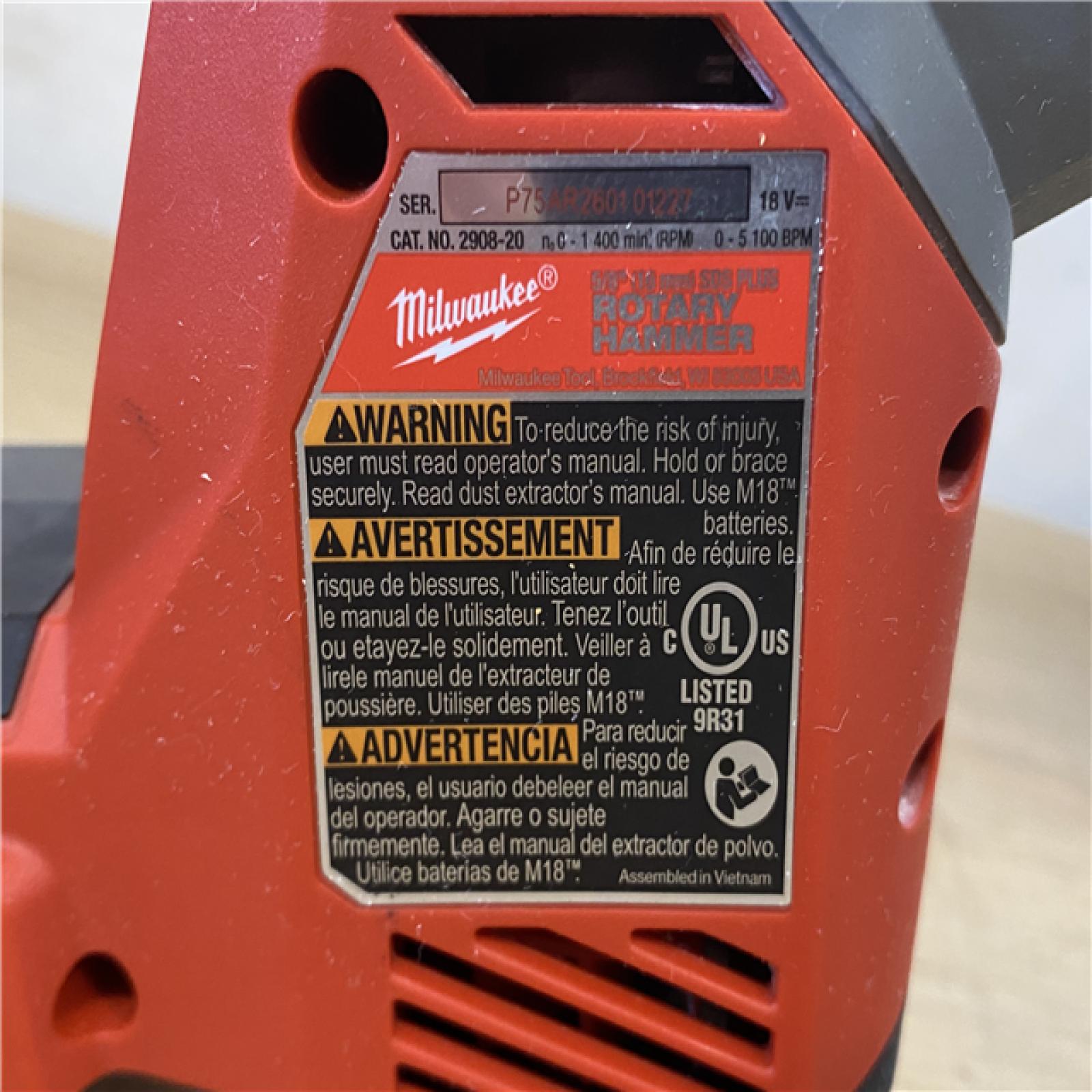 AS-IS Milwaukee FUEL 18V Lithium-Ion Brushless Cordless 5/8 in. SDS-Plus Rotary Hammer (Tool-Only)