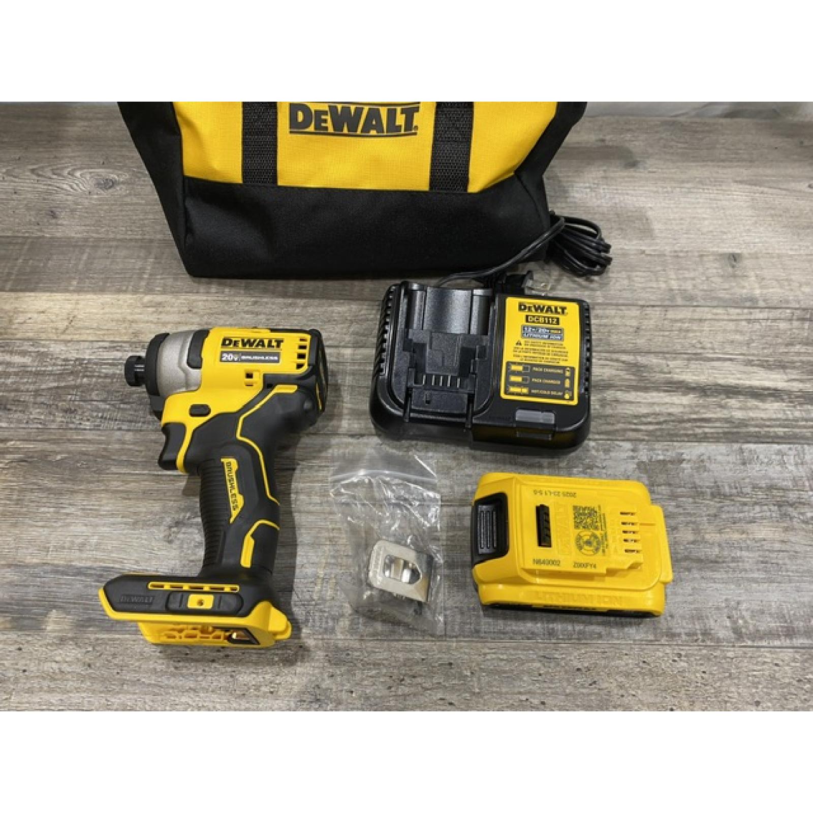 AS-IS DEWALT Atomic 20V Max Lithium-Ion Brushless Cordless Compact 1/4 in. Impact Driver Kit