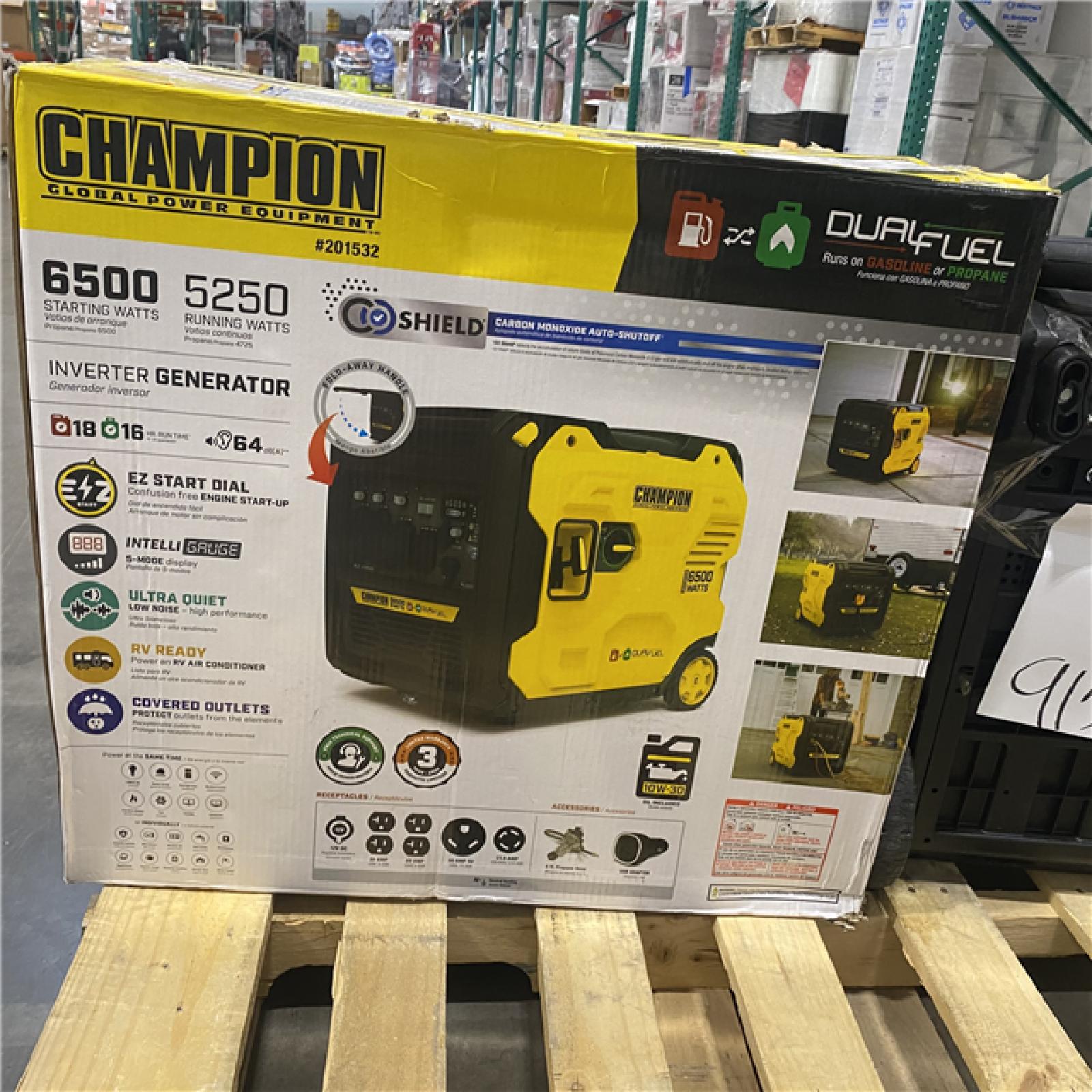 Dallas Location - As-Is Champion 201532 6500W Dual Fuel Inverter Generator