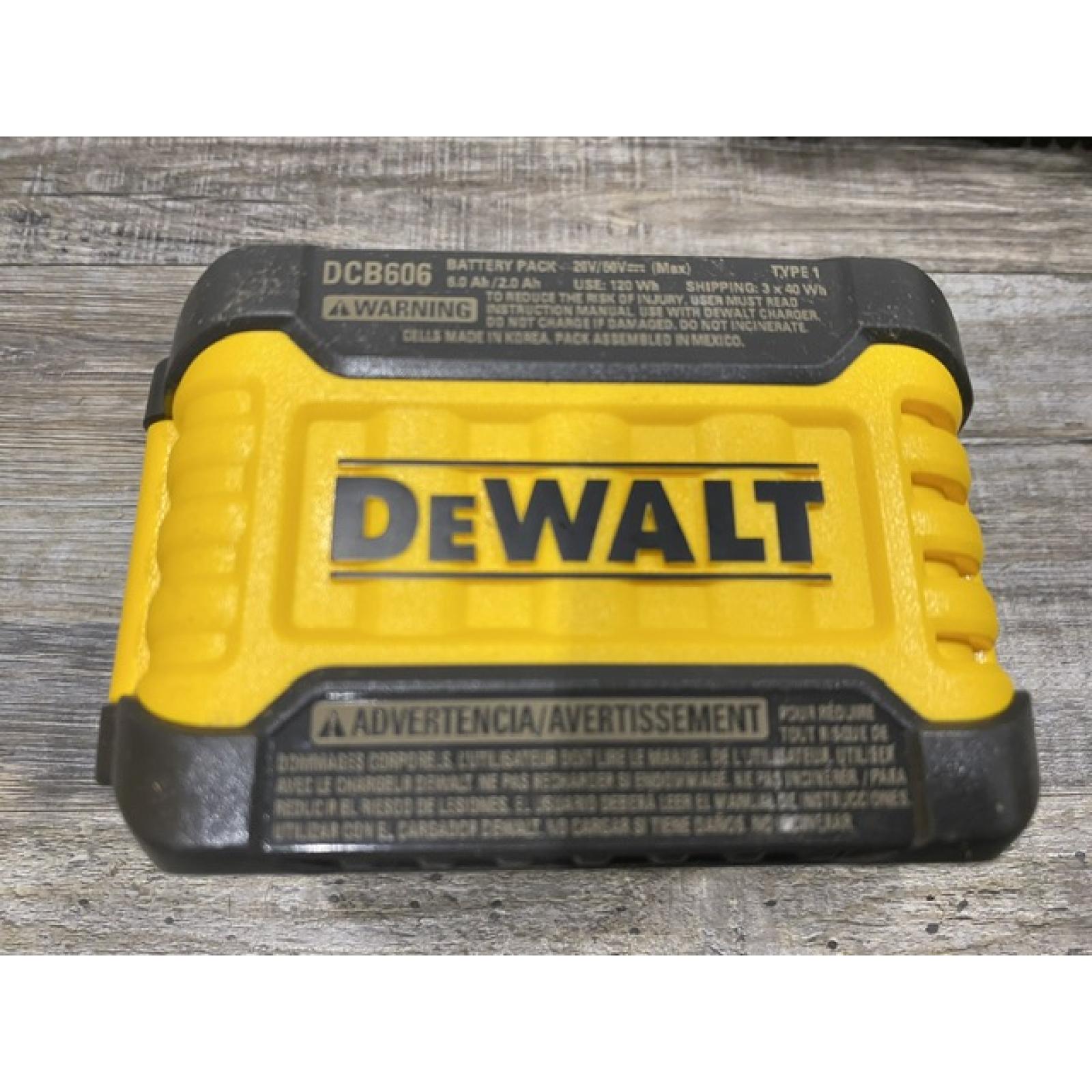 AS-IS DEWALT FLEXVOLT 20V/60V MAX Lithium-Ion 6.0Ah Battery Pack with 6 Amp Output Charger