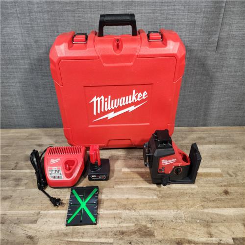 HOUSTON LOCATION - AS-IS Milwaukee 12-Volt Lithium-Ion Cordless Green 250 ft. 3-Plane Laser Level Kit