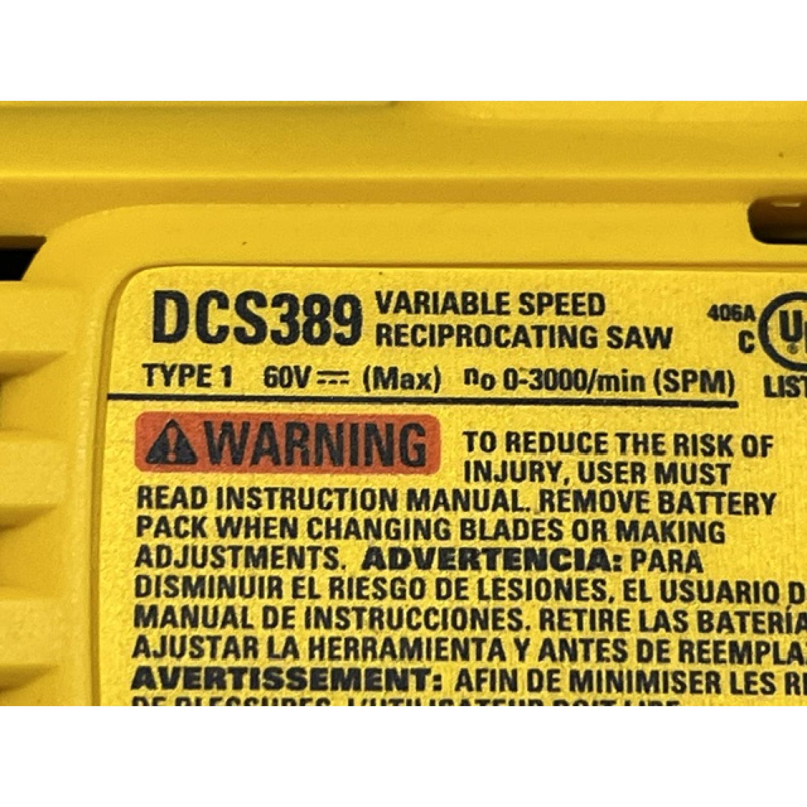 AS-IS DEWALT FLEXVOLT 60V MAX Cordless Brushless Reciprocating Saw (Tool Only)