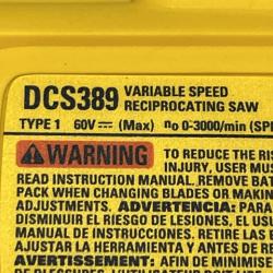 AS-IS DEWALT FLEXVOLT 60V MAX Cordless Brushless Reciprocating Saw (Tool Only)