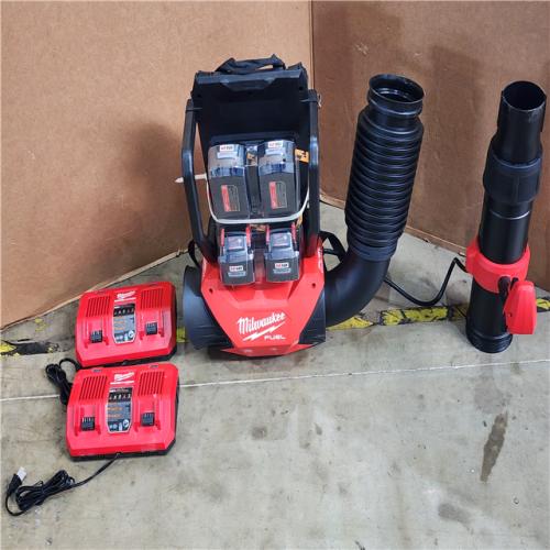 HOUSTON LOCATION - AS-IS (APPEARS LIKE NEW) M18 FUEL 155 MPH 650 CFM 18V Brushless Cordless Dual Battery Backpack Blower Kit W/(4) 12.0 Ah Batteries  (2) Chargers