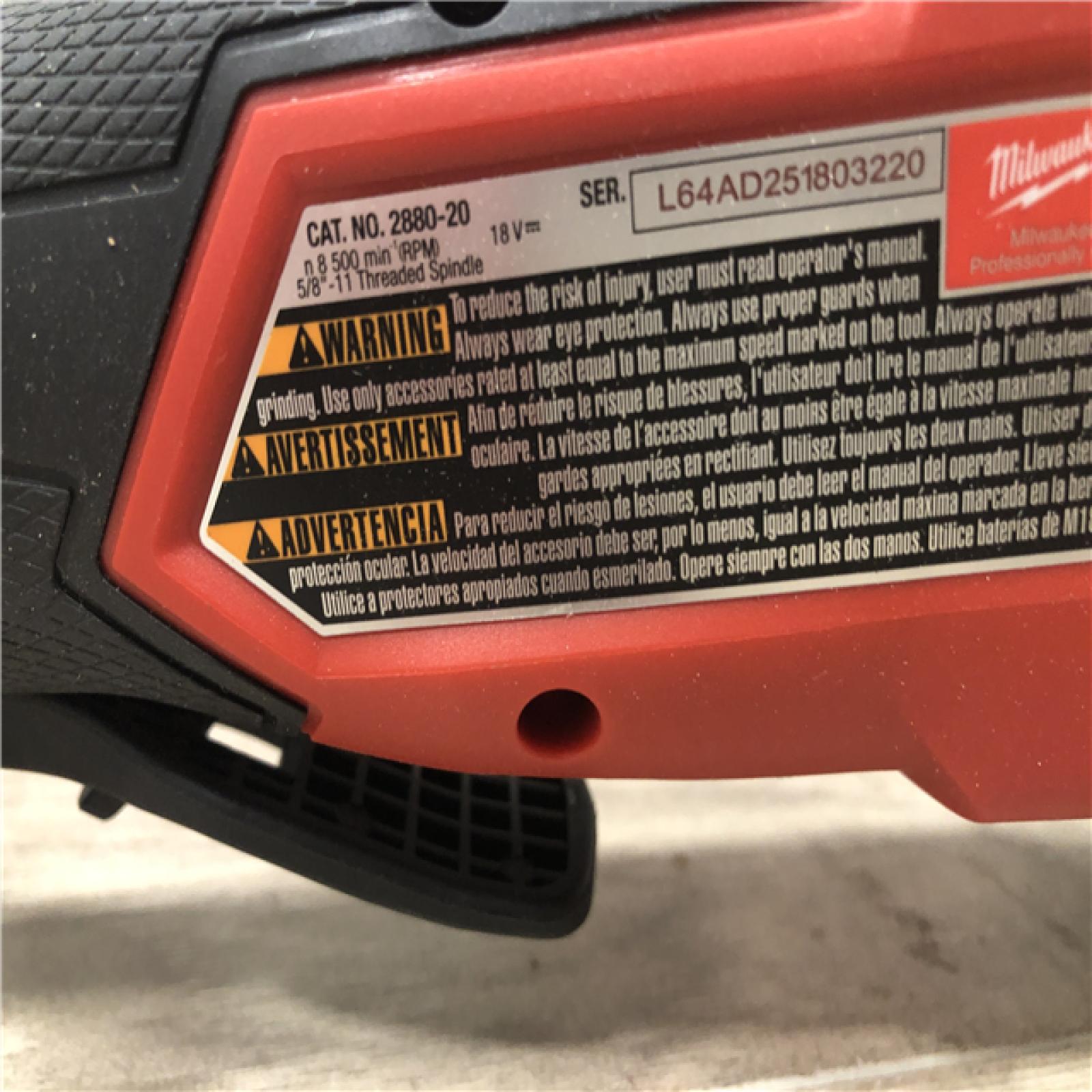 AS-IS Milwaukee 2880-20 FUEL 18-Volt Lithium-Ion Cordless 4-1/2 in./5 in. Grinder (Tool-Only)