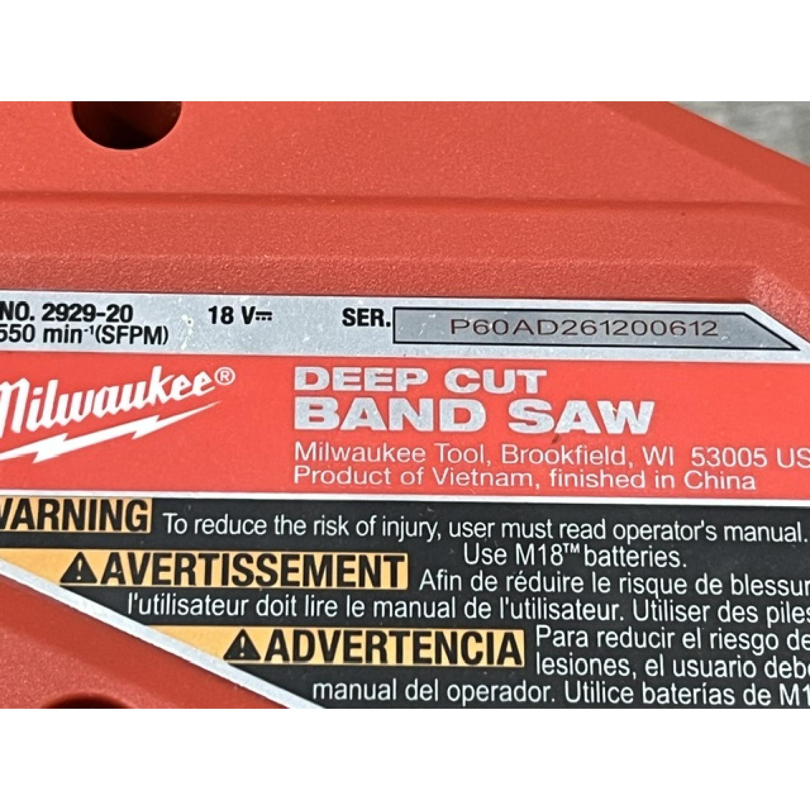 AS-IS Milwaukee FUEL 18V Lithium-Ion Brushless Cordless Deep Cut Band Saw (Tool-Only)