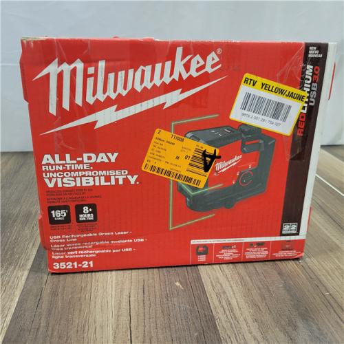 IS-AS Milwaukee 100 Ft. REDLITHIUM Lithium-Ion USB Green Rechargeable Cross Line Laser Level with Charger