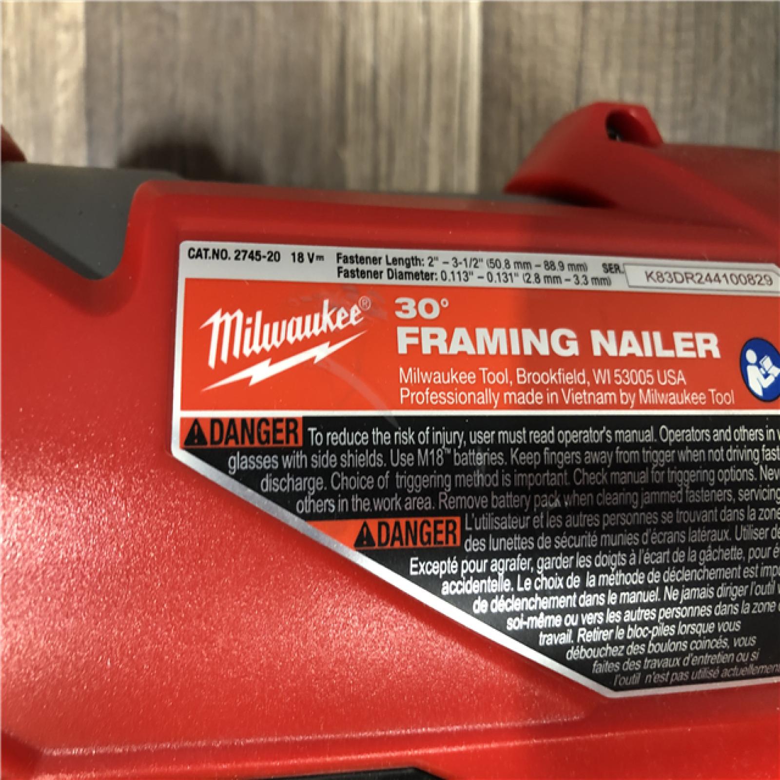 AS-IS Milwaukee FUEL 3-1/2 in. 18-Volt 30-Degree Lithium-Ion Brushless Cordless Framing Nailer (Tool-Only)