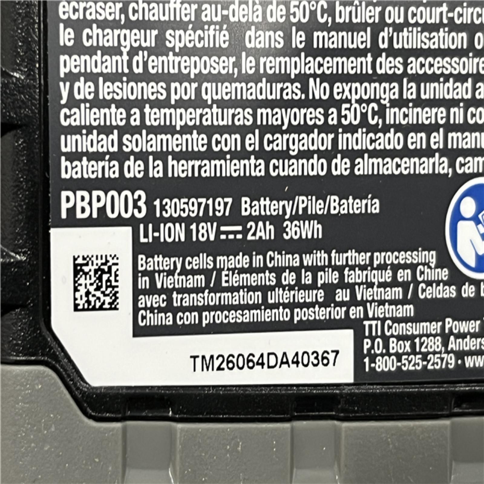 AS-IS RYOBI ONE+ 18V Lithium-Ion Starter Battery  and Charger Kit