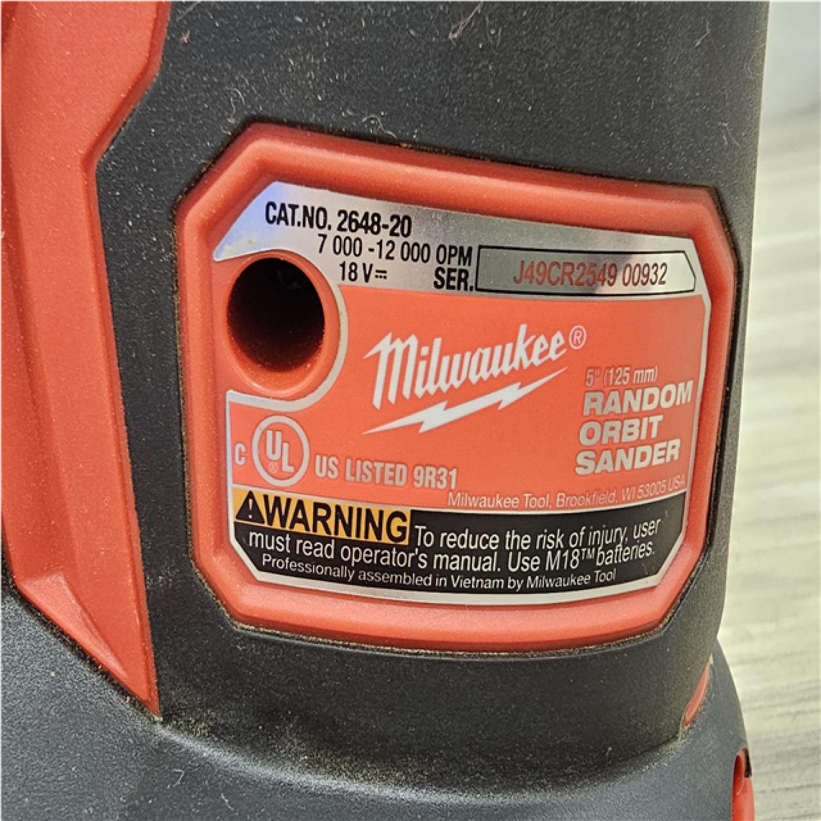 AS-IS Milwaukee 18V Lithium-Ion Cordless 5 in. Random Orbit Sander (Tool-Only)
