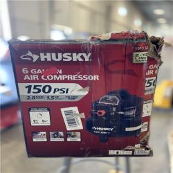 NEW! -  Husky 6 Gal. 150 PSI Portable Electric Oil-Free Jobsite Pancake Air Compressor with Dual Pressure Gauges and 2-Quick Couplers