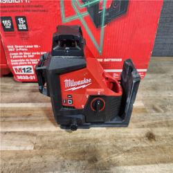 HOUSTON LOCATION - AS-IS Milwaukee 12-Volt Lithium-Ion Cordless Green 250 ft. 3-Plane Laser Level Kit