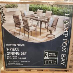 Phoenix NEW Hampton Bay Preston Pointe Dark Cement Gray 7-Piece Metal Outdoor Dining Set with CushionGuard Putty Cushions