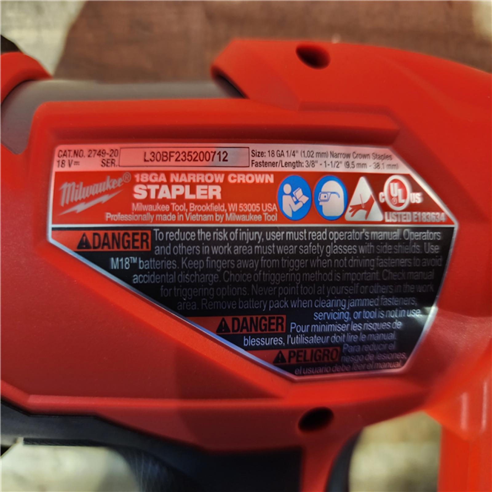 HOUSTON LOCATION - AS-IS Milwaukee FUEL 18-Volt Lithium-Ion Brushless Cordless 18-Gauge 1/4 in. Narrow Crown Stapler (Tool-Only)