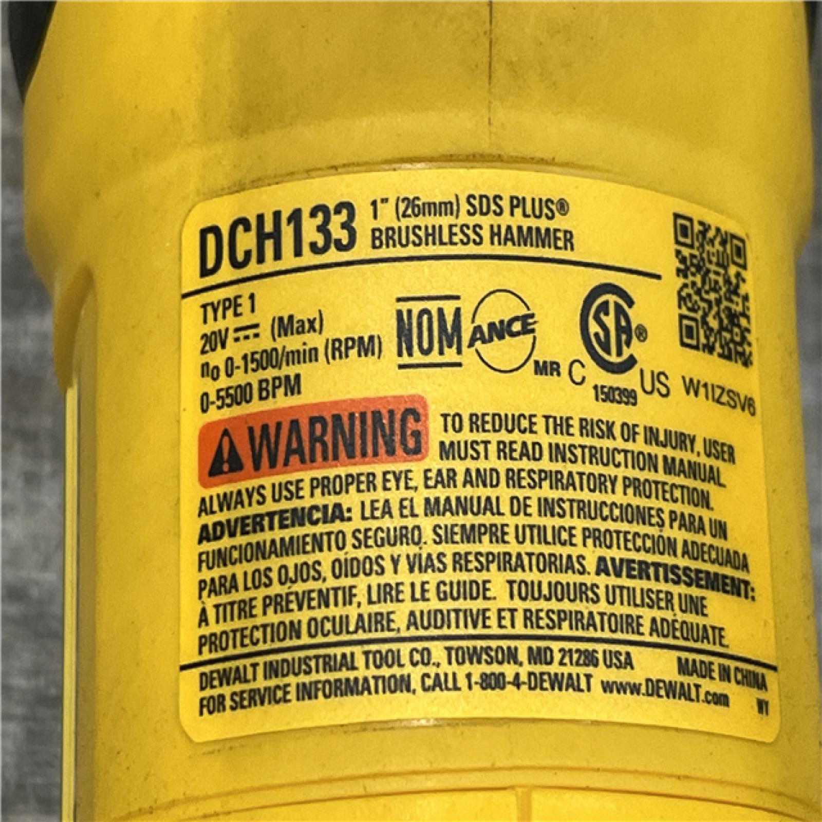 AS-IS DEWALT 20V MAX Cordless Brushless 1 in. SDS Plus D-Handle Concrete and Masonry Rotary Hammer (Tool Only)