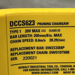 AS-IS DEWALT 20V MAX 8 in. Brushless Cordless Battery Powered Pruning Chainsaw (Tool Only)