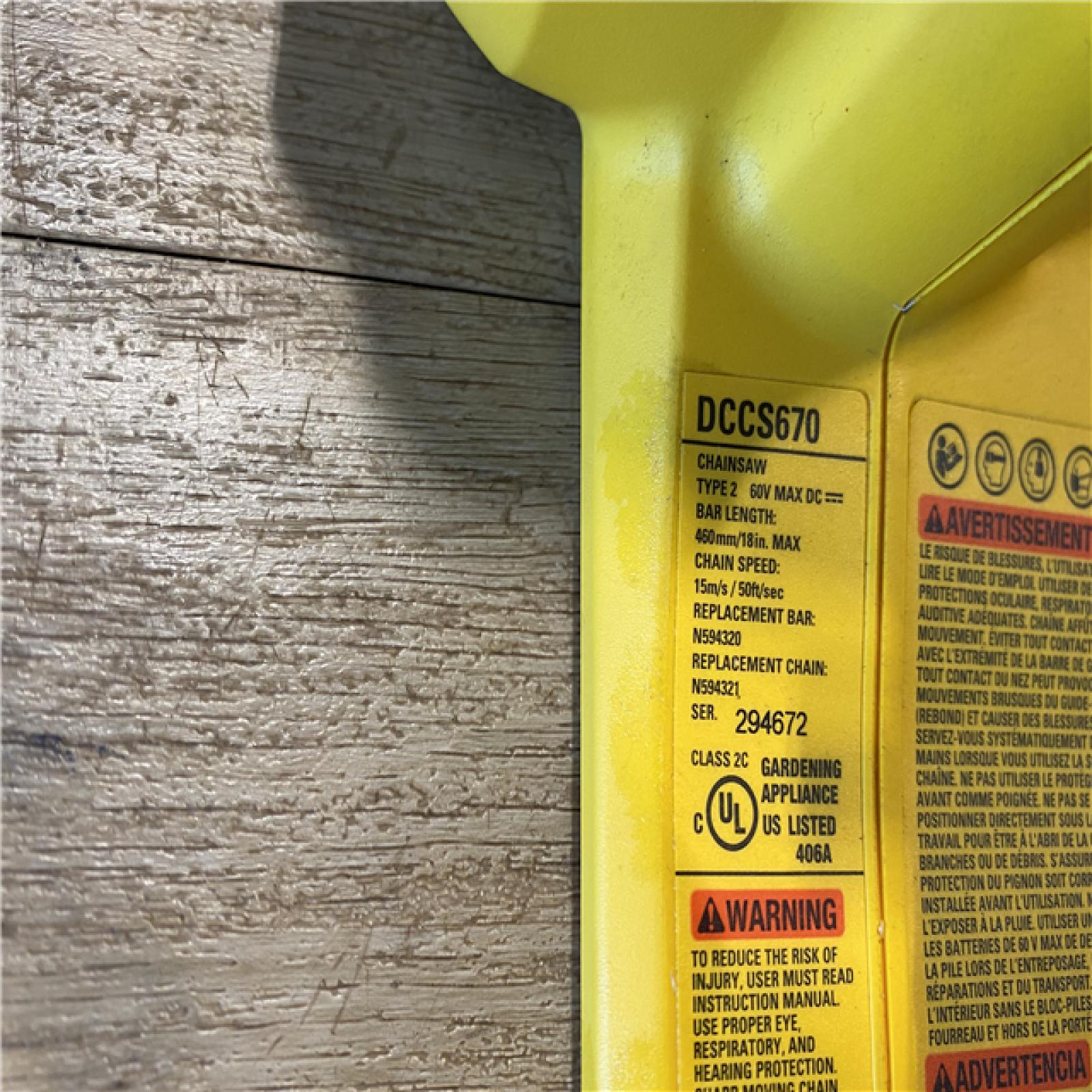 AS-IS DEWALT FLEXVOLT 60V MAX 16in. Brushless Cordless Chainsaw (Tool Only)