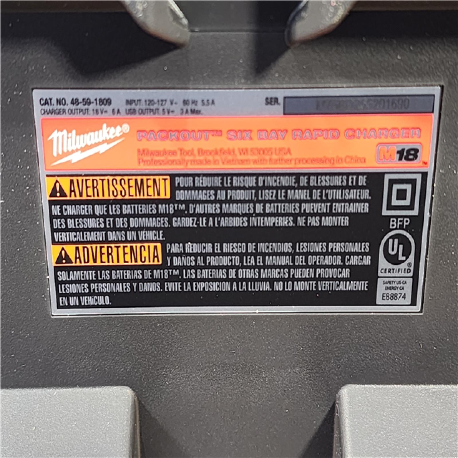HOUSTON LOCATION - AS-IS Milwaukee M18 Packout Six Bay Rapid Charger (CHARGER ONLY)