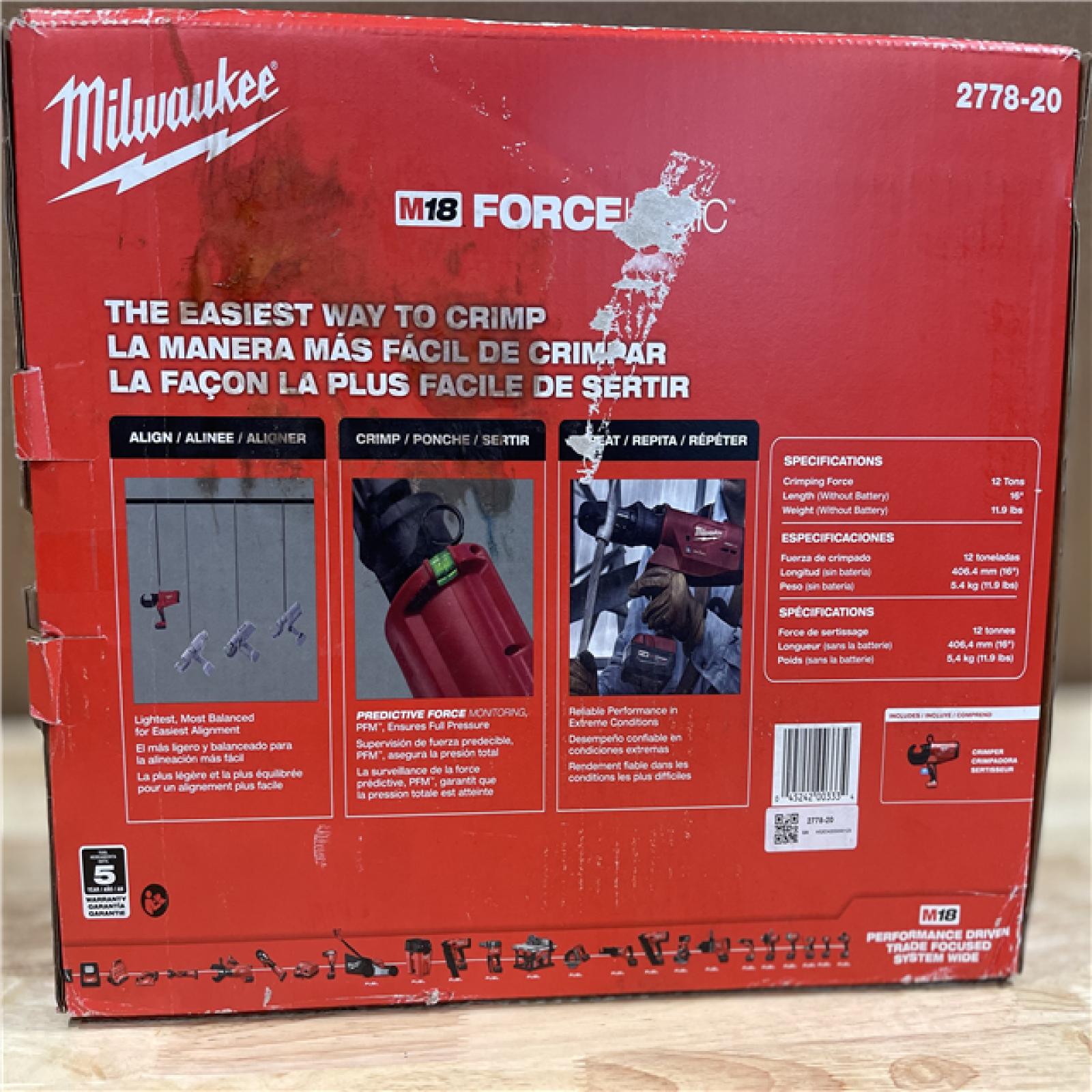 NEW! - Milwaukee M18™ Force Logic™ 12T Utility Crimper (Tool Only)