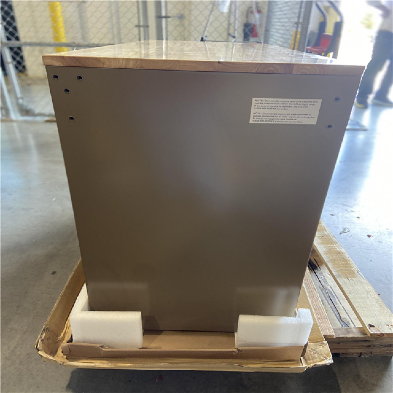 DALLAS LOCATION - Husky Standard Duty 46 in. W x 18 in. D 9-Drawer Gloss Tan Mobile Workbench Cabinet with Solid Wood Top