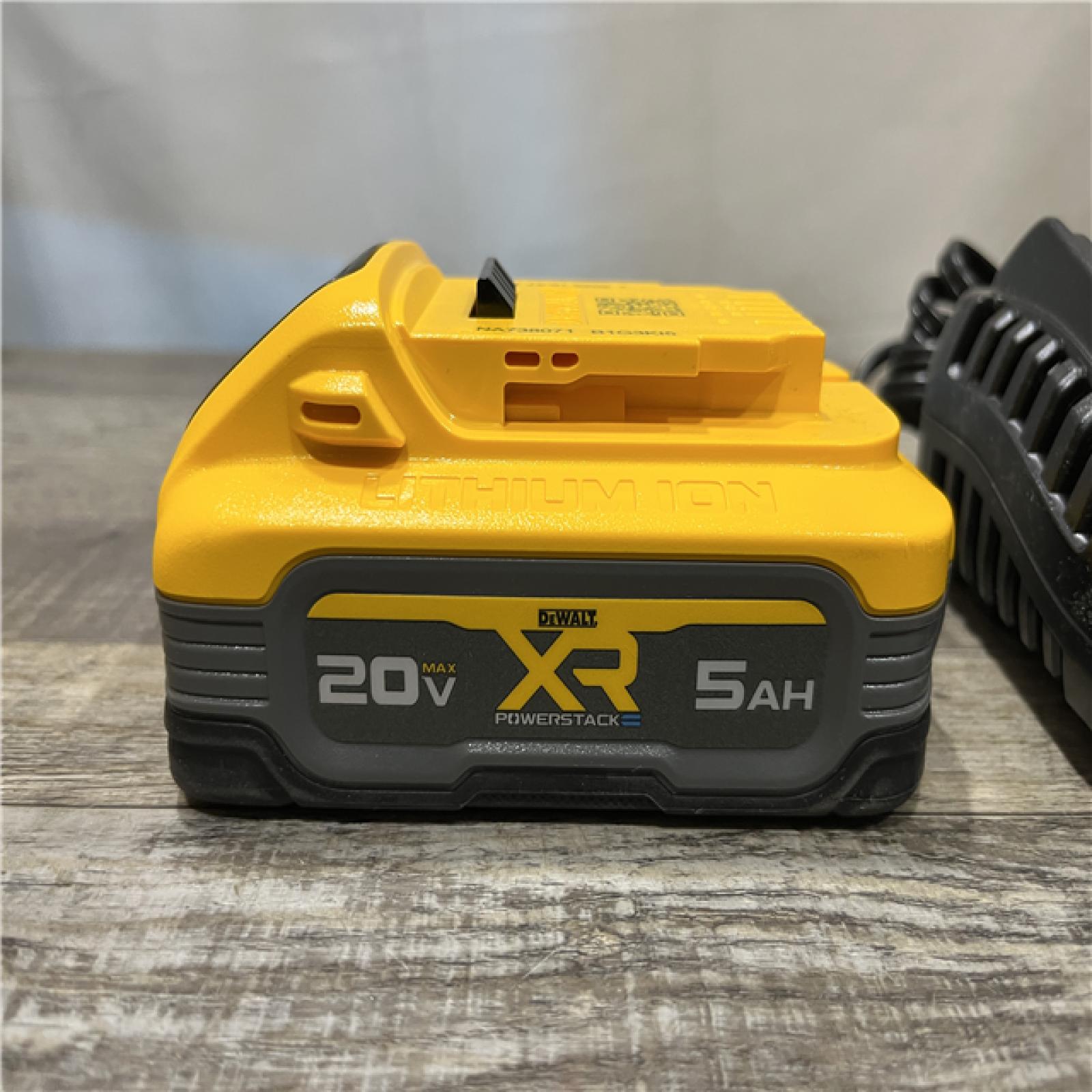AS-IS DEWALT 20V MAX XR POWERSTACK Lithium-Ion Battery Starter Kit with 5.0Ah Battery and Charger