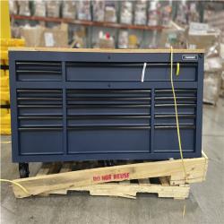 DALLAS LOCATION- AS-IS HUSKY 72 in. W x 24 in. D Heavy Duty 18-Drawer Adjustable Height Mobile Workbench (MATTE BLUE/WOODTOP)