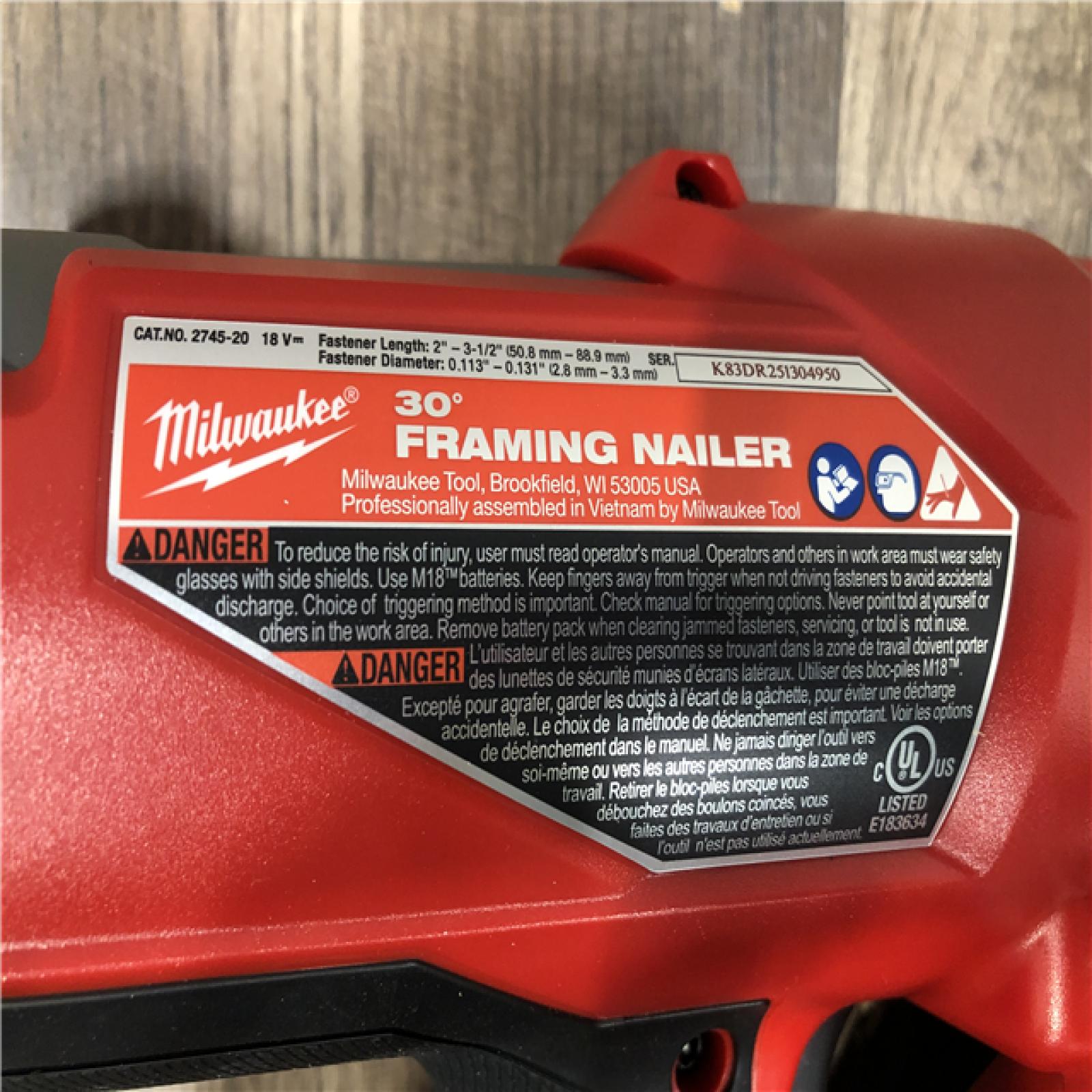 AS-IS Milwaukee FUEL 3-1/2 in. 18-Volt 30-Degree Lithium-Ion Brushless Cordless Framing Nailer (Tool-Only)