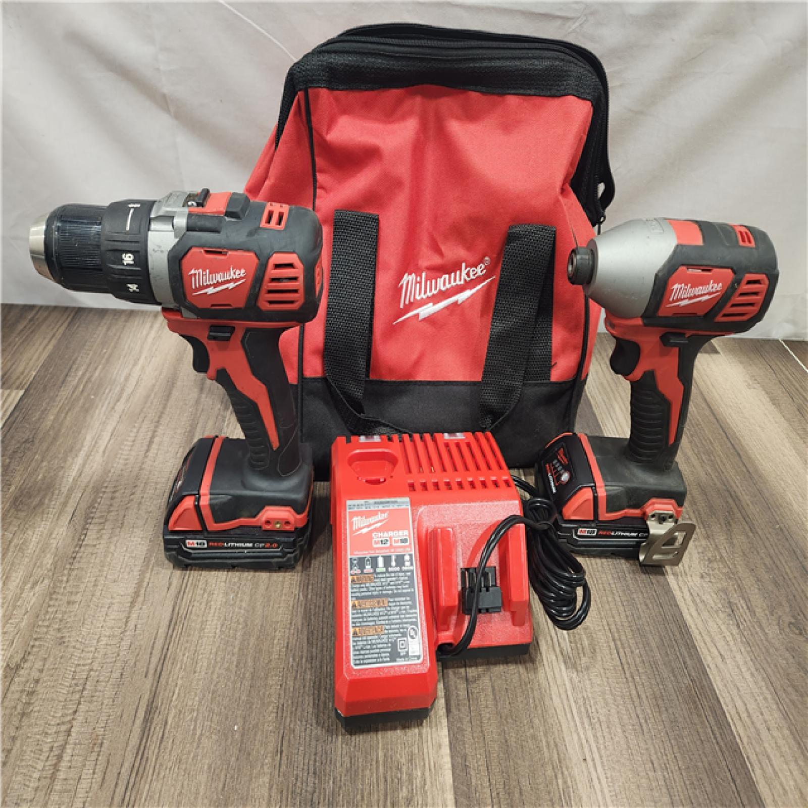AS-IS- Milwaukee 18V Cordless Brushed 2-Tool Drill/Driver and Impact Driver Kit