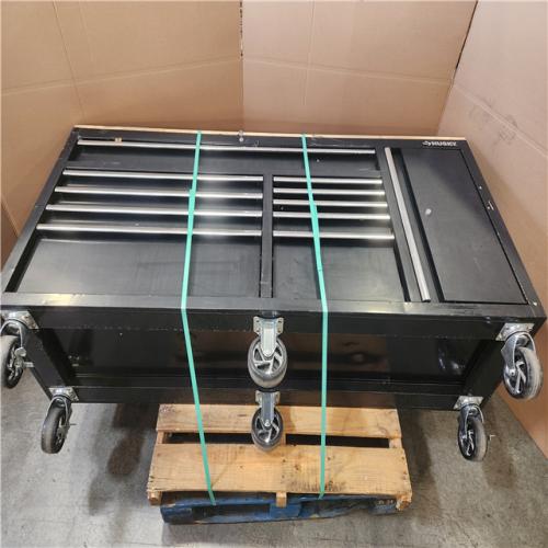 Phoenix AS-IS Husky Standard Duty 72 in. W x 20 in. D 10-Drawer Gloss Black Mobile Workbench Cabinet with Solid Wood Top