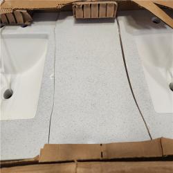 Phoenix AS-IS Glacier Bay Bannister 61 in. Double Sink White Bath Vanity with Granite-Look Colorpoint White Cultured Marble Top (Assembled)