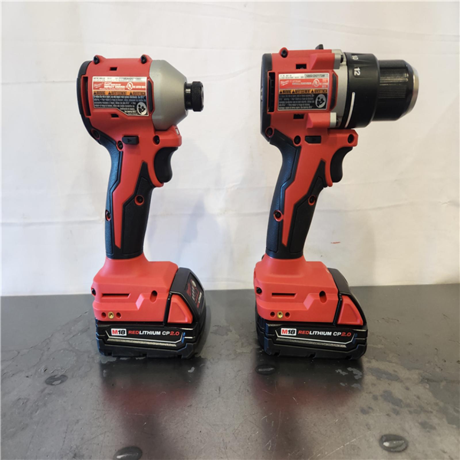 AS-IS- Milwaukee 18V Lithium-Ion Brushless Cordless Compact Drill/Impact Combo Kit