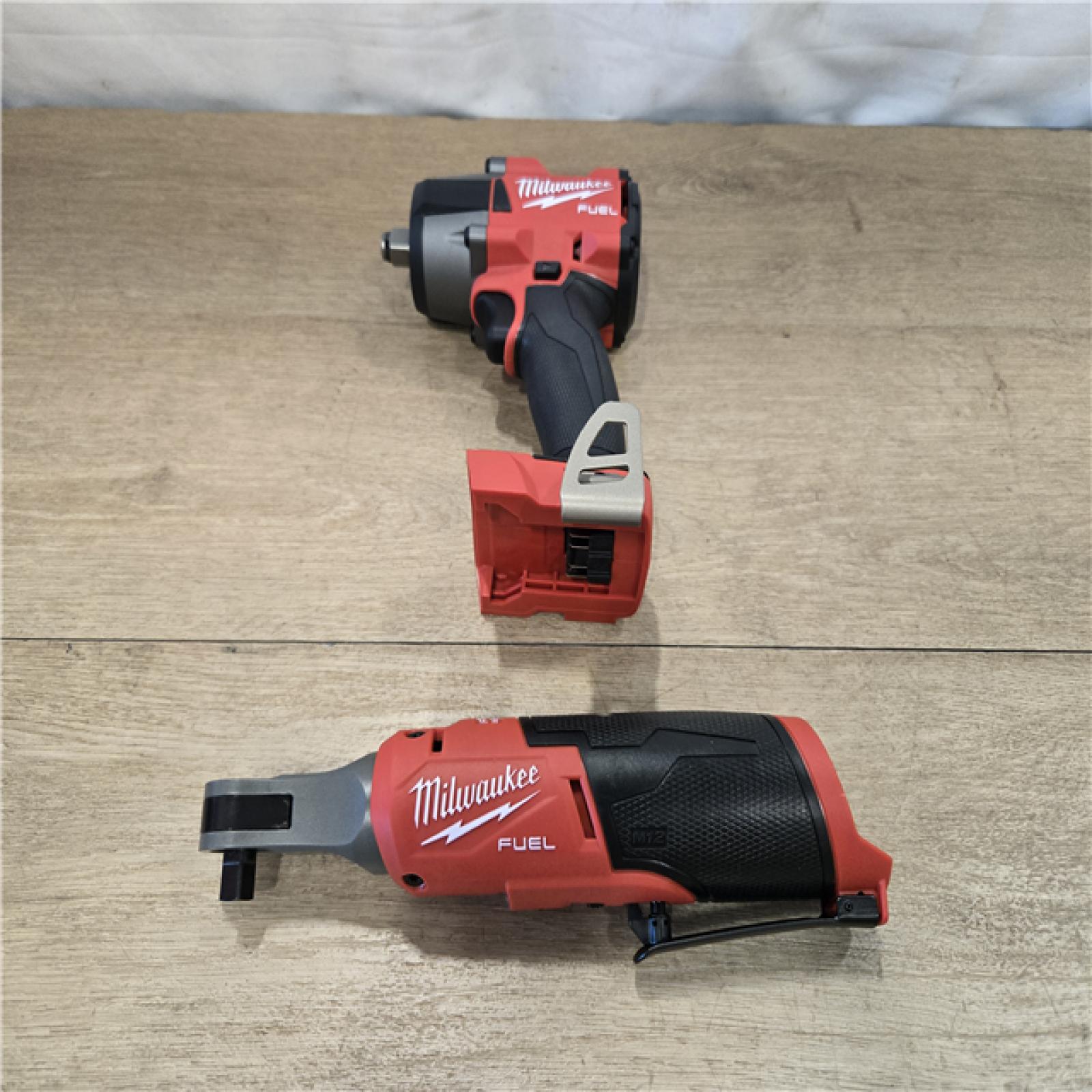 AS-IS Milwaukee FUEL 18V Cordless Mid Torque 1/2 in. Impact Wrench w/ M12 FUEL 3/8 in. Ratchet Combo Kit