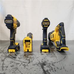 AS-IS- DEWALT 20-Volt Maximum Lithium-Ion Cordless 4-Tool Combo Kit with (2) 4 Ah Batteries and Charger