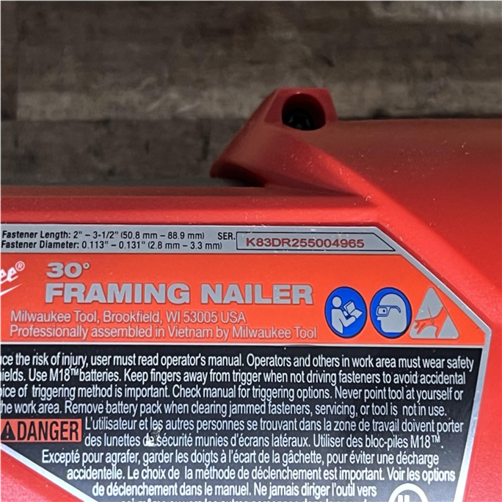 Houston Location AS-IS Milwaukee FUEL 3-1/2 in. 18-Volt 30-Degree Lithium-Ion Brushless Cordless Framing Nailer (Tool-Only)