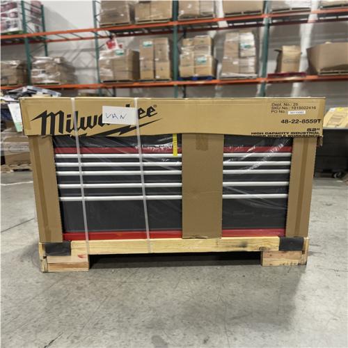 DALLAS LOCATION- AS-IS MILWAUKEE 52 in. W x 22.1 in. D 12-Drawer Mobile Workbench Cabinet w/ WoodTop