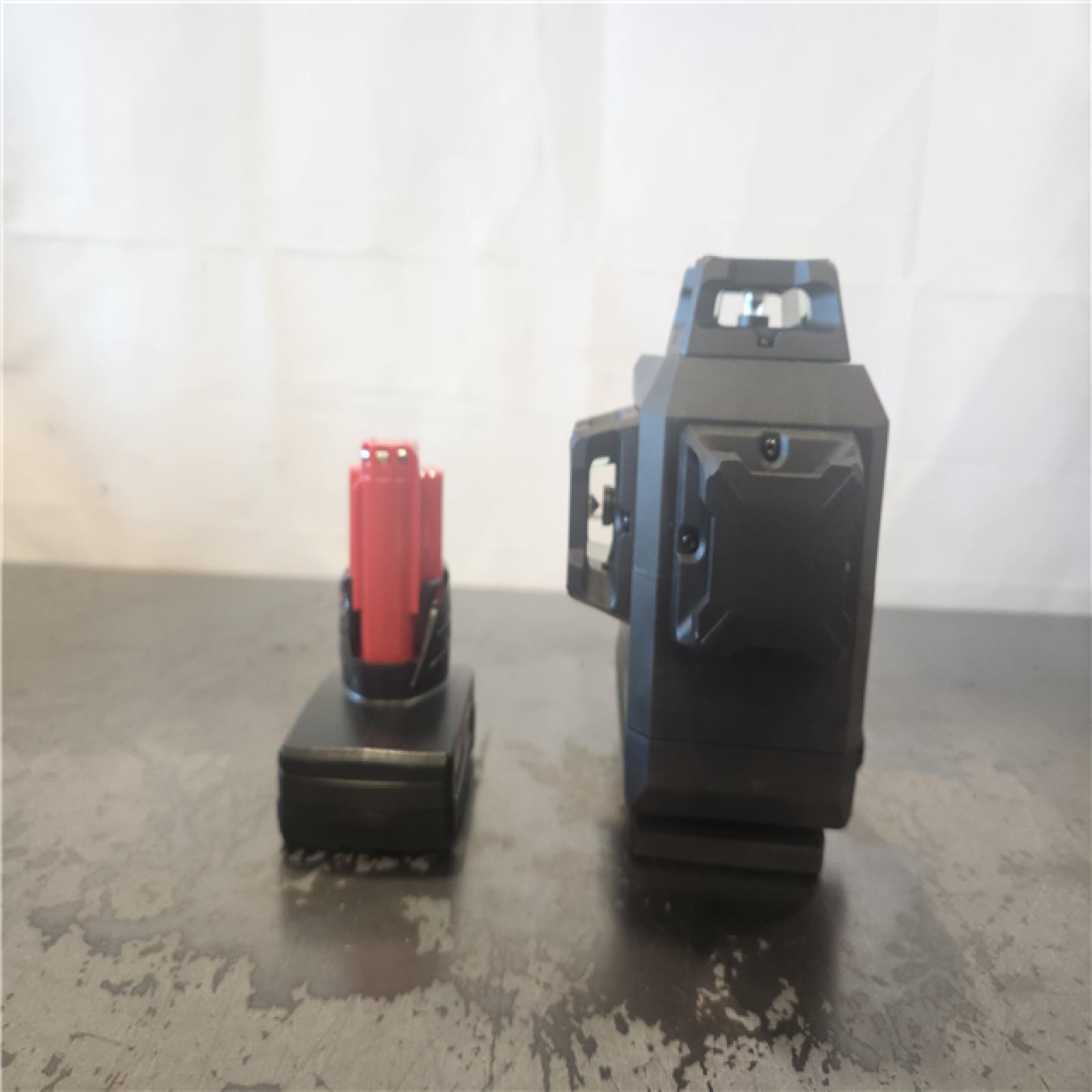 AS-IS- Milwaukee 12-Volt Lithium-Ion Cordless Green 250 ft. 3-Plane Laser Level Kit