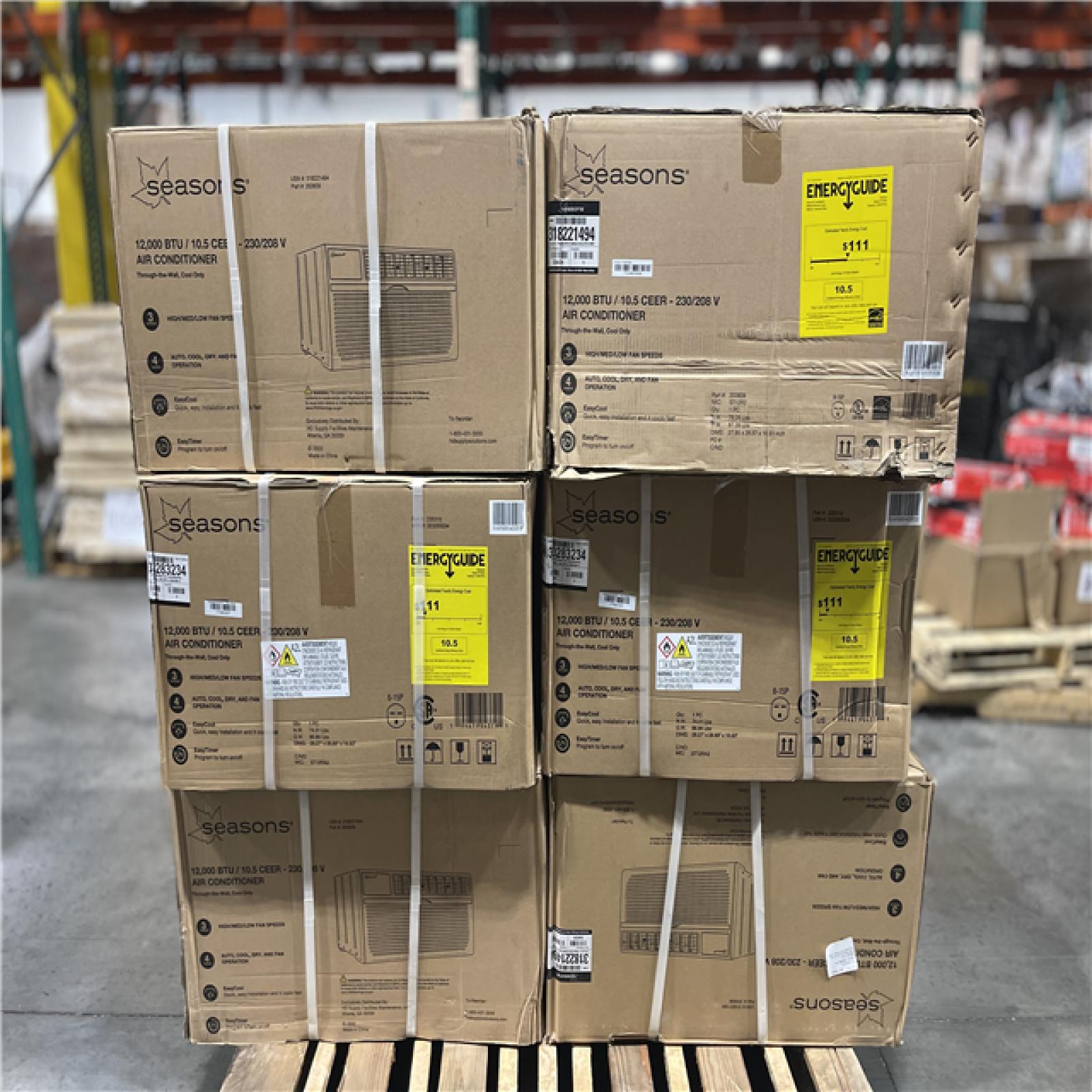 DALLAS LOCATION- Seasons 12 000 BTU 230/208-Volt Through-the-Wall Unit Air Conditioner PALLET (6 UNITS)