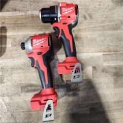 HOUSTON LOCATION - AS-IS Milwaukee M18 18V Lithium-Ion Brushless Cordless Compact Drill/Impact Combo Kit (2-Tool) W/(2) 2.0 Ah Batteries  Charger & Bag