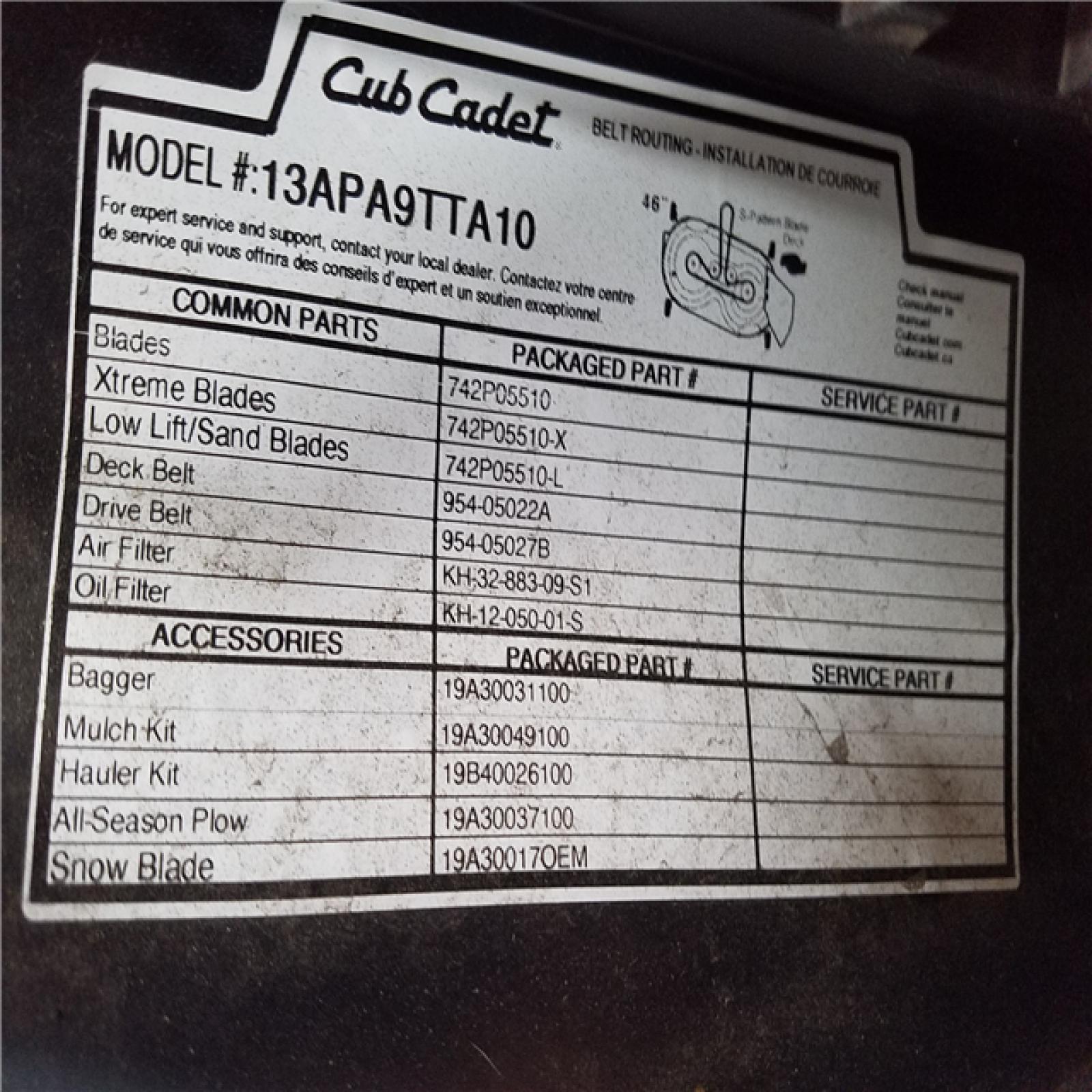 CALIFORNIA AS-IS CUB CADET XT1 RIDING MOWER