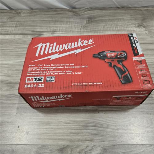 NEW! - Milwaukee 2401-22 - M12 12V Cordless Screwdriver Kit