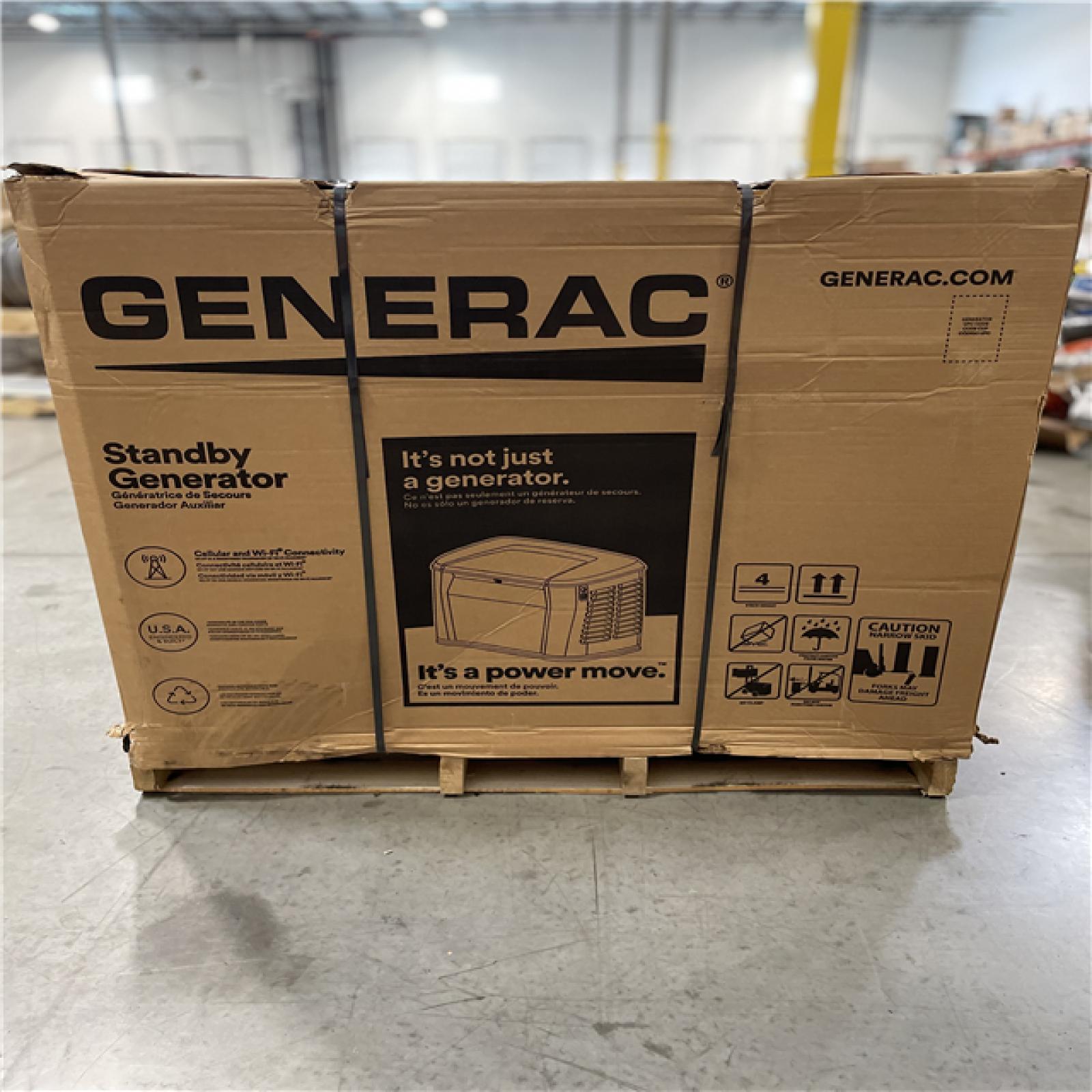 DALLAS LOCATION- AS-IS GENERAC 26 000 Watt Air-Cooled Standby Generator and 200-AMP Transfer Switch
