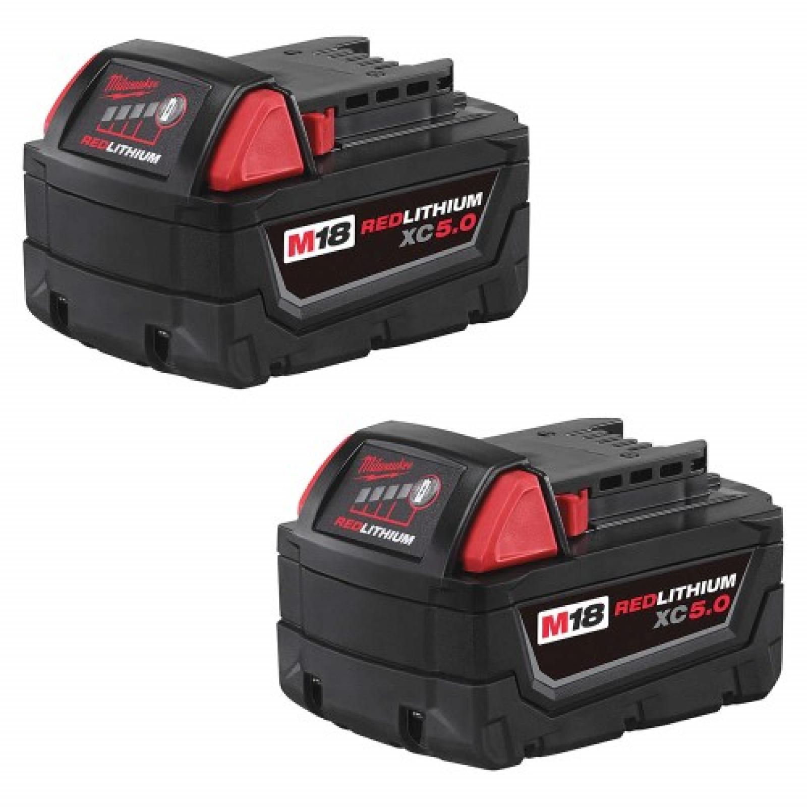 NEW- Milwaukee M18 18-Volt Lithium-Ion XC Extended Capacity 5.0 Ah Battery Pack (2-Pack)