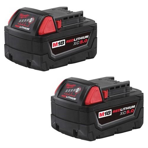 NEW- Milwaukee M18 18-Volt Lithium-Ion XC Extended Capacity 5.0 Ah Battery Pack (2-Pack)