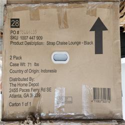 Phoenix Location 4 Hampton Bay Black Adjustable Outdoor Strap Chaise Lounge with Aluminum Frame (2-Pack)