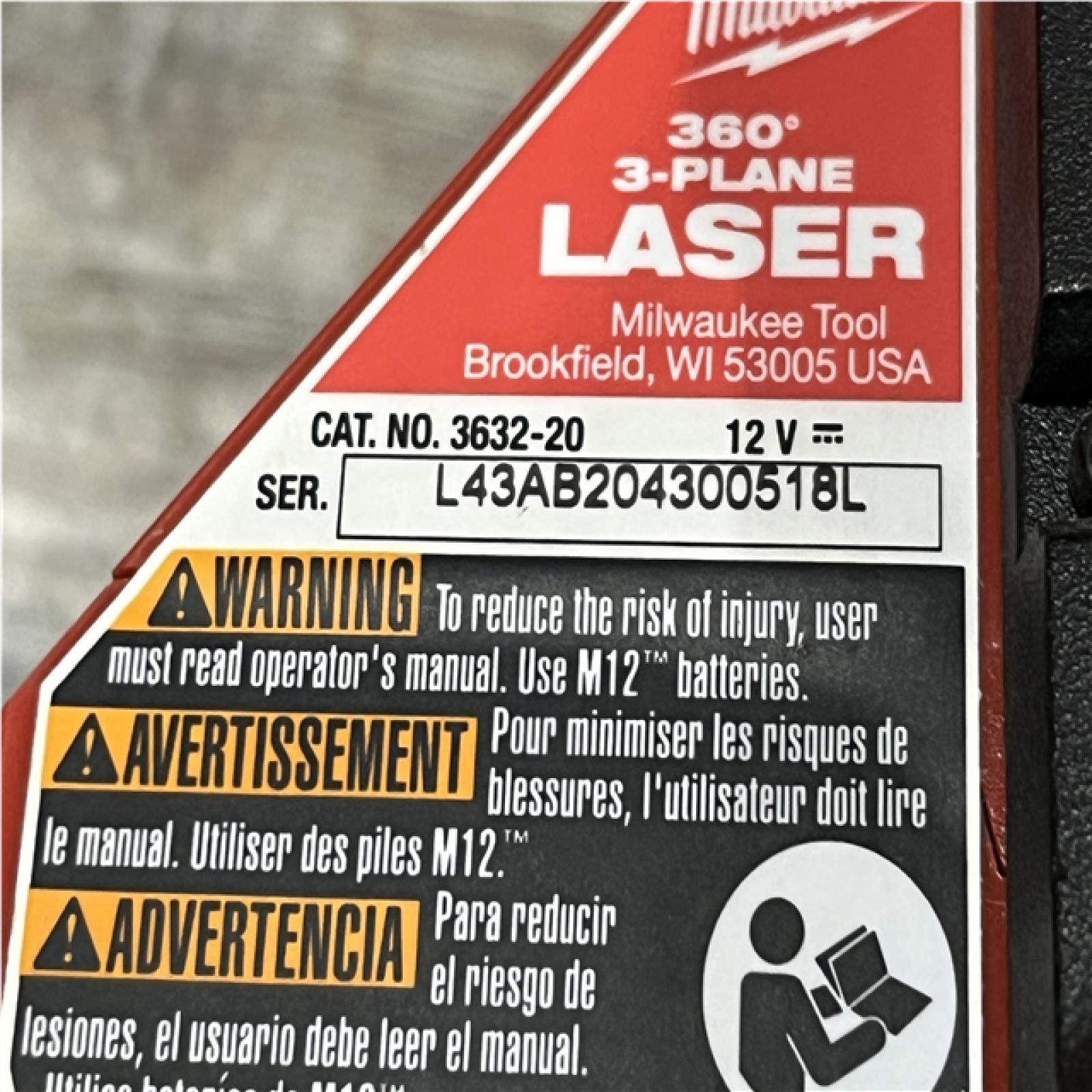 AS-IS Milwaukee 12-Volt Lithium-Ion Cordless Green 250 ft. 3-Plane Laser Level Kit