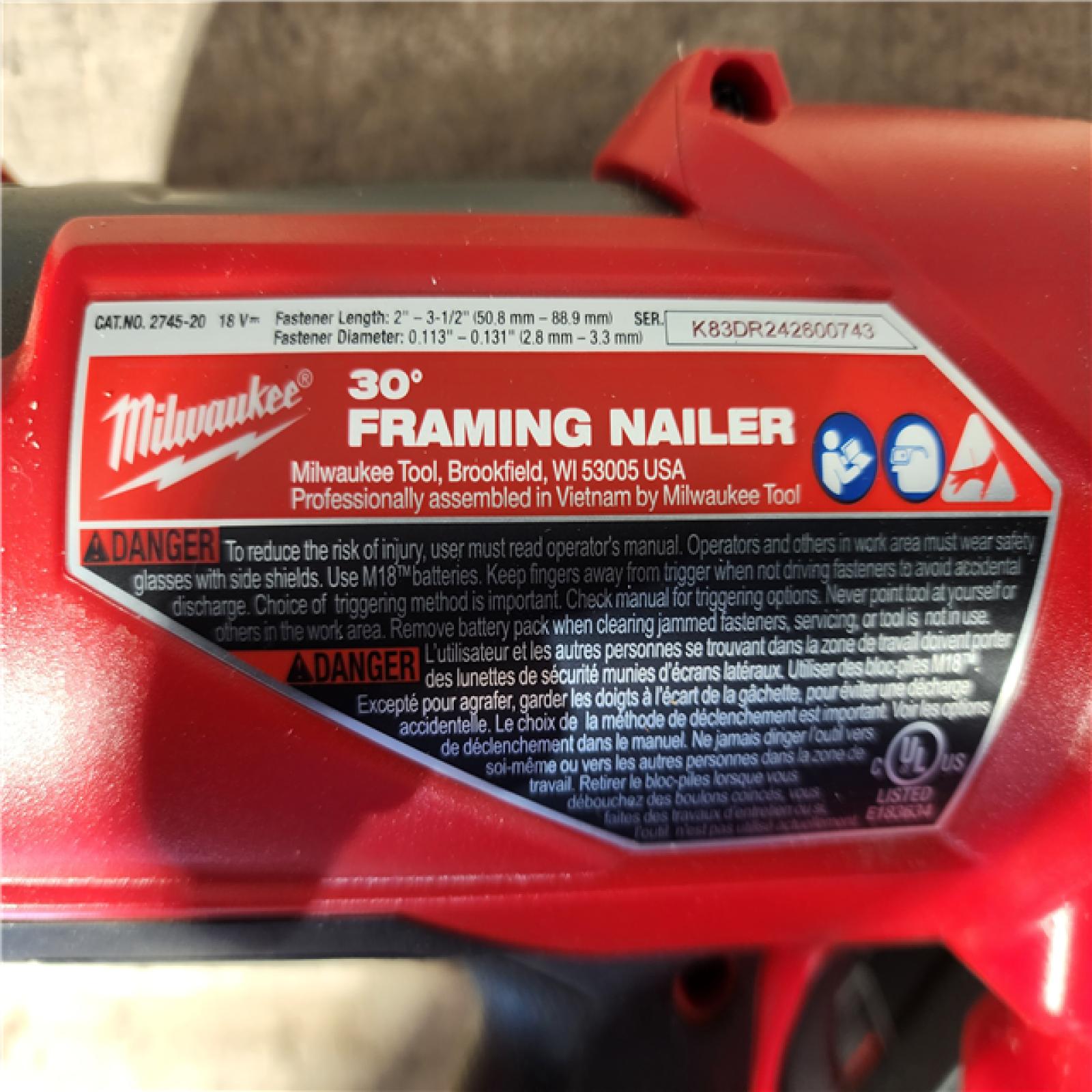 HOUSTON LOCATION - AS-IS Milwaukee FUEL 3-1/2 in. 18-Volt 30-Degree Lithium-Ion Brushless Cordless Framing Nailer (Tool-Only)